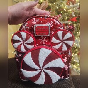 Loungefly Red and White Peppermint Backpack